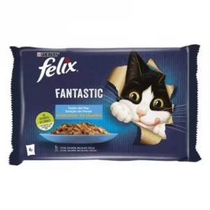 Comida húmeda para gatos selección de pescado en gelatina 4 x 85 g FELIX FANTASTIC
