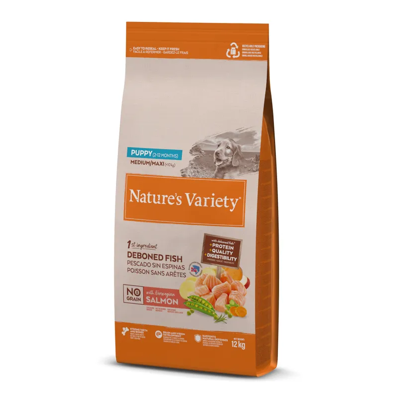 Pienso Sin Cereales para Cachorros Medianos Nature’s Variety No Grain Salmón 10 kg