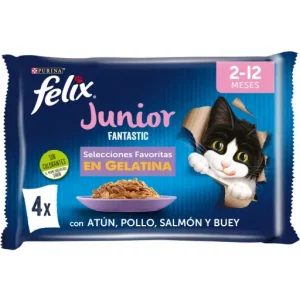 Comida húmeda para gatos cachorro en gelatina FELIX JUNIOR