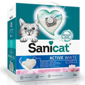 Arena aglomerante para gatos con aroma a flor de loto 6 L SANICAT ACTIVE WHITE