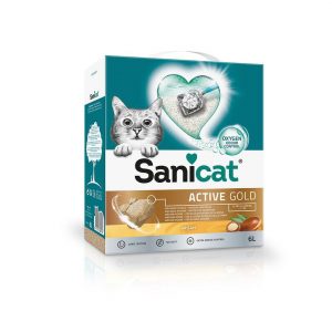 Arena aglomerante para gatos con argán 6 L SANICAT ACTIVE GOLD