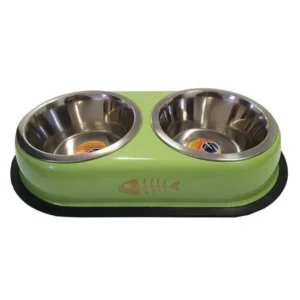Comedero Doble de Acero Inoxidable para Perros y Gatos 2 x 0,95 L 4DOG