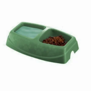 Comedero Doble para Perros y Gatos 2 x 0,25 L Verde 4DOG Deluxe