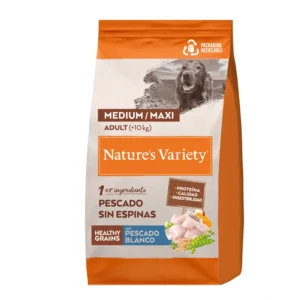 Pienso con Cereales Saludables para Perros Adultos Medianos Nature’s Variety Healthy Grains Pescado Blanco 3 kg