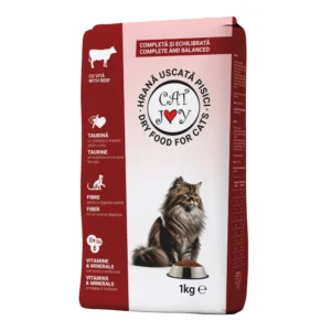 CAT JOY Pienso para Gatos Adultos con Ternera – Alimento Seco Completo – 1 kg