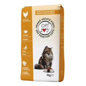 CAT JOY Pienso para Gatos Adultos con Pollo – Alimento Seco Completo para Gatos – 1 kg